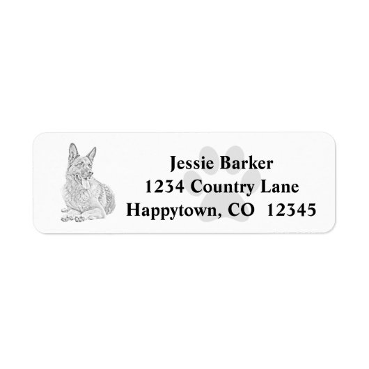Pencil German Shepherd Return Address Label (Voorkant)