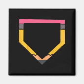 Pencil Home Plate Baseball Lovers Boys Kids Back T Magneet (Voorkant)