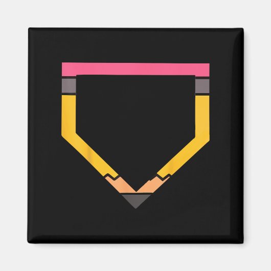Pencil Home Plate Baseball Lovers Boys Kids Back T Magneet (Voorkant)