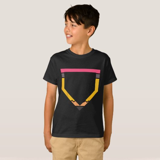 Pencil Home Plate Baseball Lovers Boys Kids Back T T-shirt (Voorkant volledig)