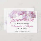 Pencil in het Label van de Waterverf Pink Orchid W Save The Date (Voorkant / Achterkant)