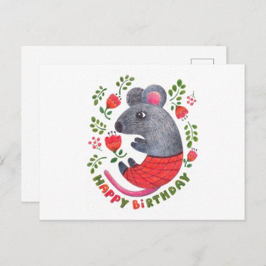 Pencil-muis Briefkaart (Voorkant / Achterkant)