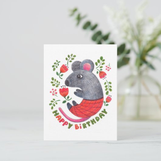 Pencil-muis Feestdagenkaart (Staand voorkant)