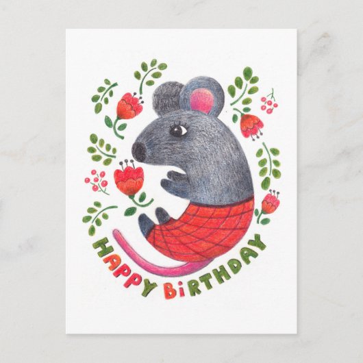 Pencil-muis Feestdagenkaart (Voorkant)