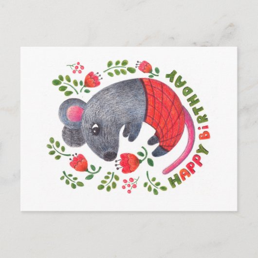 Pencil-muis Feestdagenkaart (Voorkant)