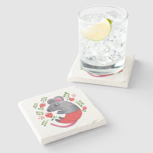 Pencil-muis Stenen Onderzetter (Zijkant)