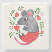 Pencil-muis Stenen Onderzetter (Voorkant)