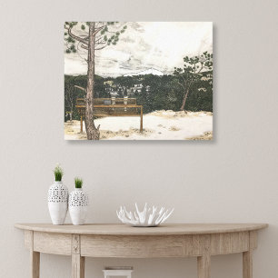 Pencil/Pen Illustratie Colorado Winter Landschap Canvas Afdruk