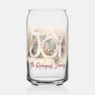 Pencil Schetch Rustic JOY kerstkunst Blikvorm Glas