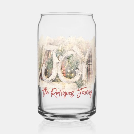 Pencil Schetch Rustic JOY kerstkunst Blikvorm Glas (Links)