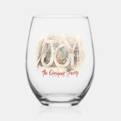 Pencil Schetch Rustic JOY kerstkunst Wijnglas Zonder Voet (Links)