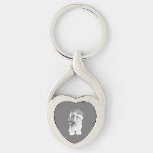 Pencil Shih Tzu Heart Sleutelhanger