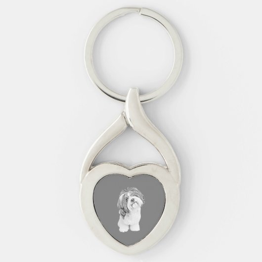 Pencil Shih Tzu Heart Sleutelhanger (Voorkant)