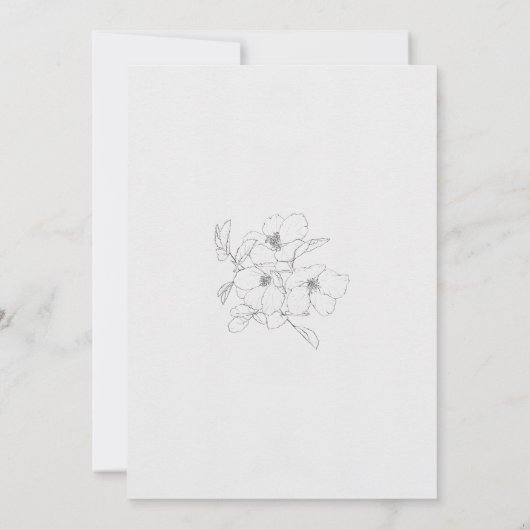 Pencil Sketch Floral | Minimale bruiloft Kaart (Achterkant)