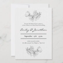 Pencil Sketch Floral | Minimale bruiloft