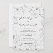 Pencil Sketch Floral | Minimale pony-weddenschap Kaart (Voorkant)