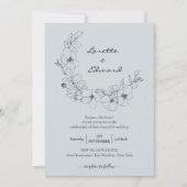 Pencil Sketch Floral Wreath | Minimale bruiloft Kaart (Voorkant)