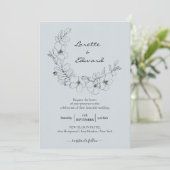 Pencil Sketch Floral Wreath | Minimale bruiloft Kaart (Staand voorkant)