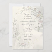 Pencil Sketch Roze Bloemen Huwelijk Kaart (Voorkant)