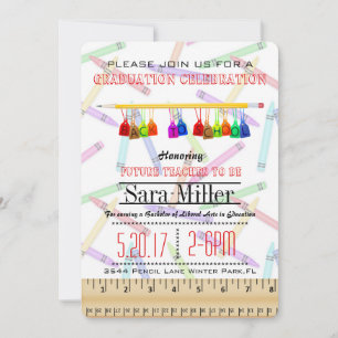 Pencil Teacher Afstuderen Invitation Kaart