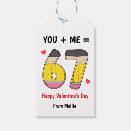 Pencil Theme 67 Kids Valentines Tag Cadeaulabel (Voorkant)