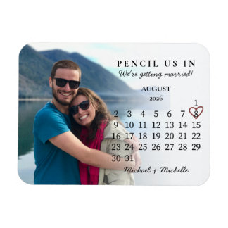 Pencil Us In Save the Date August 2026 Calendar Magneet