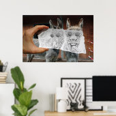 Pencil Vs Camera - Crazy Donkeys Poster (Thuiskantoor)