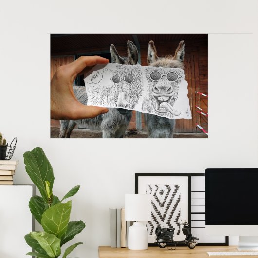 Pencil Vs Camera - Crazy Donkeys Poster (Thuiskantoor)