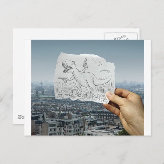 Pencil Vs Camera - Dino Briefkaart (Voorkant / Achterkant)