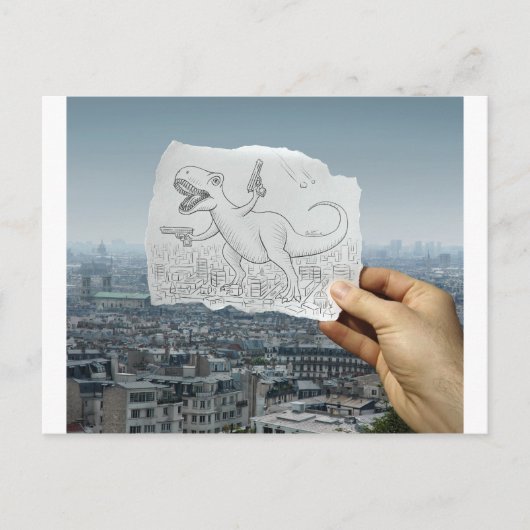 Pencil Vs Camera - Dino Briefkaart (Voorkant)