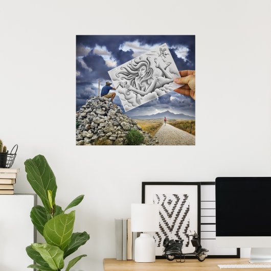 Pencil Vs Camera - Godin Poster (Thuiskantoor)