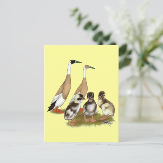 Penciled Runner Duck Family Briefkaart (Staand voorkant)