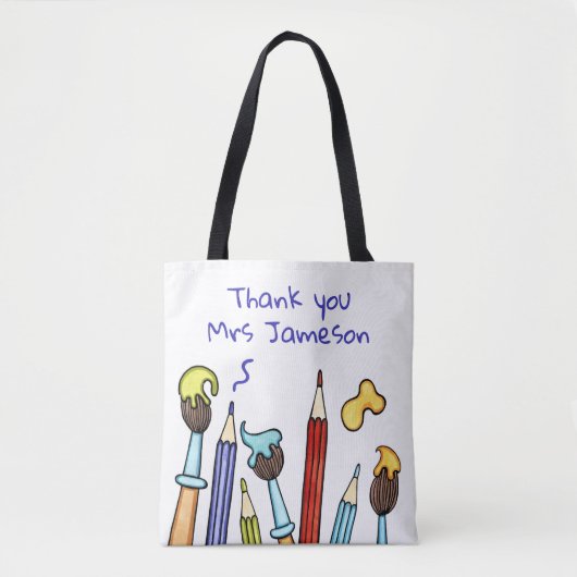 Pencils en penselen Dank u de cadeautjes van de le Tote Bag (Voorkant)