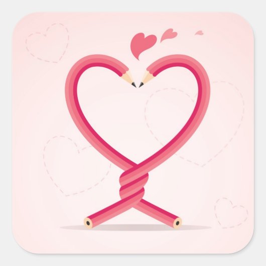 Pencils in Love Vierkante Sticker (Voorkant)