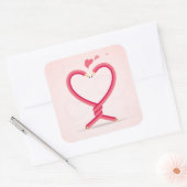Pencils in Love Vierkante Sticker (Envelop)