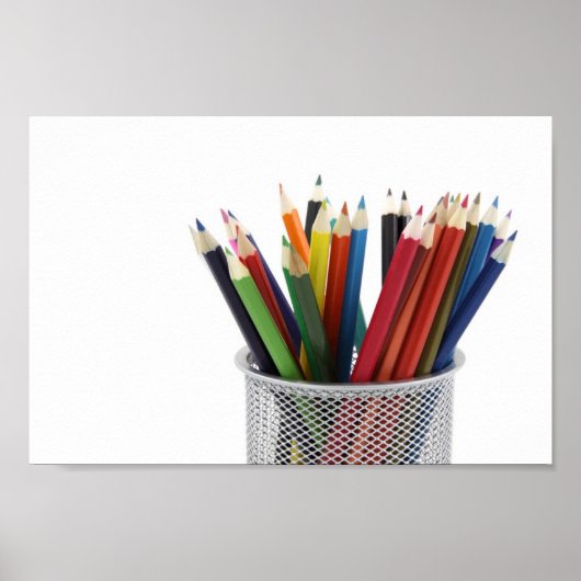 Pencils in potloodhouder door Petr Kratochvil post Poster (Voorkant)