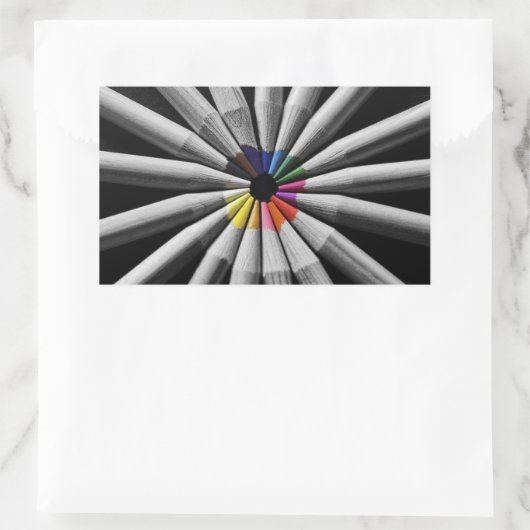 Pencils met kleurenspectrum rechthoekige sticker (Tas)