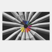 Pencils met kleurenspectrum rechthoekige sticker (Voorkant)