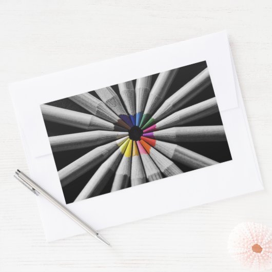 Pencils met kleurenspectrum rechthoekige sticker (Envelop)