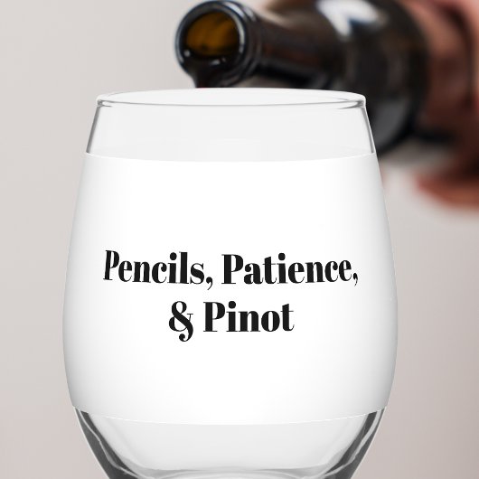 Pencils Patience & Pinot Personalized Teacher  Wijnglas Zonder Voet