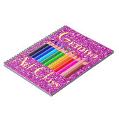 Pencils roze faux glitter notitieboek (Linkerzijde)