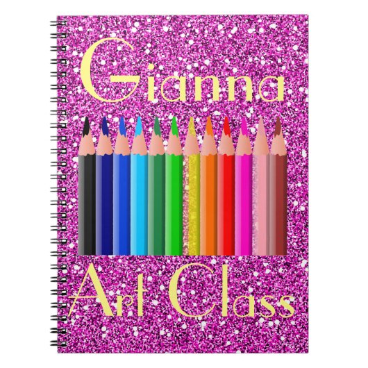 Pencils roze faux glitter notitieboek (Voorkant)