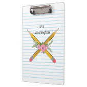 Pencils Stripes voor Floral Teacher-notebooks Klembord (Links)