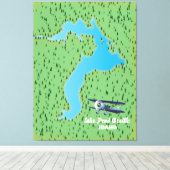 Pend Oreille-meer Idaho kaart Canvas Afdruk (Insitu (Houten vloer))