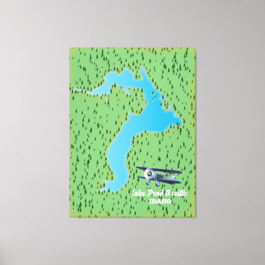 Pend Oreille-meer Idaho kaart Canvas Afdruk (Voorkant)