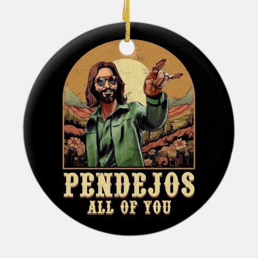 Pendejos Allen van jullie Jezus sarcastische Humor Keramisch Ornament (Achterkant)