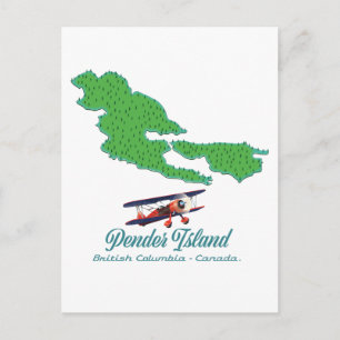 Pender Island British Columbia Travel map Briefkaart