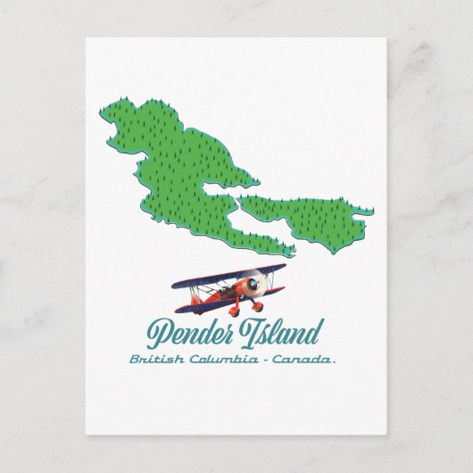 Pender Island British Columbia Travel map Briefkaart (Voorkant)