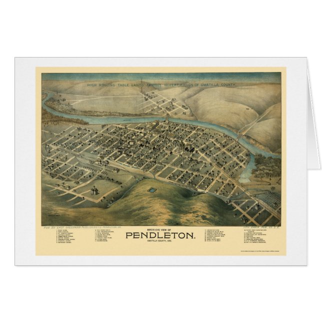 Pendleton, OF Panoramische Kaart - 1890's (Voorkant Horizontaal)