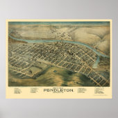 Pendleton, OF Panoramische Kaart - 1890's Poster (Voorkant)